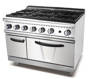 装置6バーナーのオーブンが付いている支えがないガスこんろを調理する産業台所
