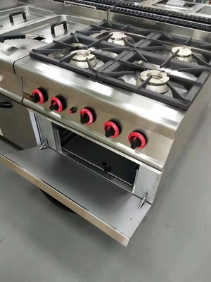 GH-987A ガスのレンジ 4バーナーとガスのオーブン 20.8Kw パワーな調理装置