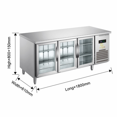 220V~240V 5°C~0°C 二重ガラスドア 産業用冷蔵設備 150Lディスプレイ・チラー