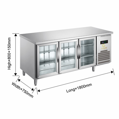 220V~240V 5°C~0°C 二重ガラスドア 産業用冷蔵設備 150Lディスプレイ・チラー