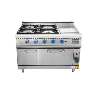 商用ステンレスステールガスストーブ 4つのレンジとオーブン LPG/天然ガス 150KGの重量