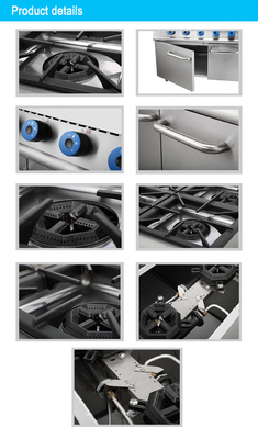 商用食器用ガスレンジストーブ 6点燃器 不oxidable鋼体 天然ガス/LPG