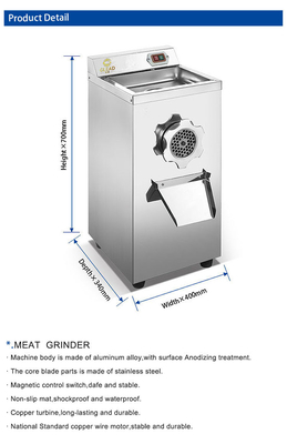 320kg/hステンレス鋼肉磨機 国定銅線モーター