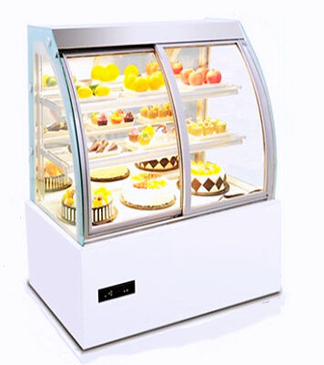 カーブド ノーフロスト 空気冷却 三層 商用ケーキディスプレイ ショーケース
