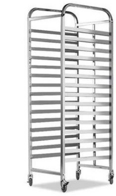 Commercial 15-Tier Stainless Steel Bun Pan Rack Trolley | With Lock Brake Wheels for Bakery Kitchen Delivery & Storage