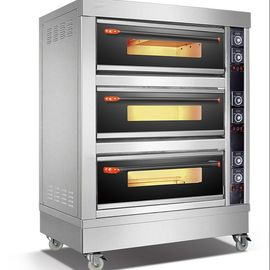 3デッキのオーブン6鍋の商業コンベヤー パン屋のための電気ピザ オーブン